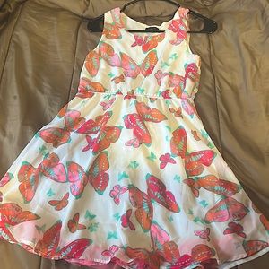 Multi colored kids dress white butterfly